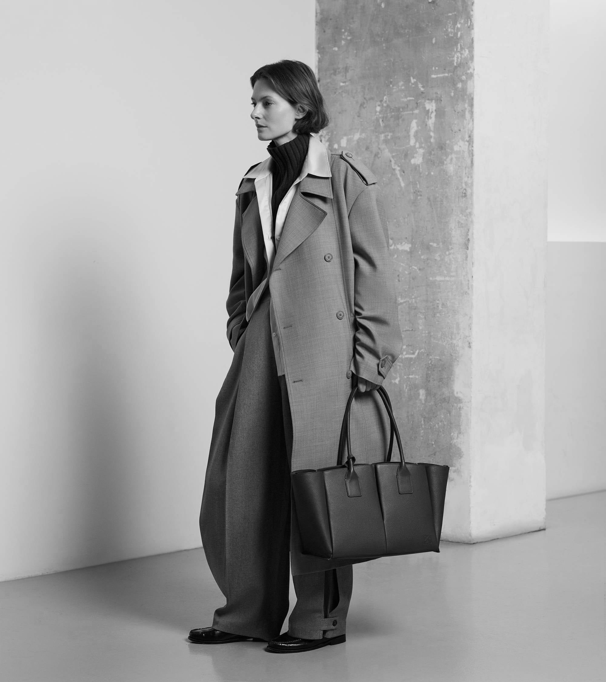 Grand sac cabas Elena en cuir grainé