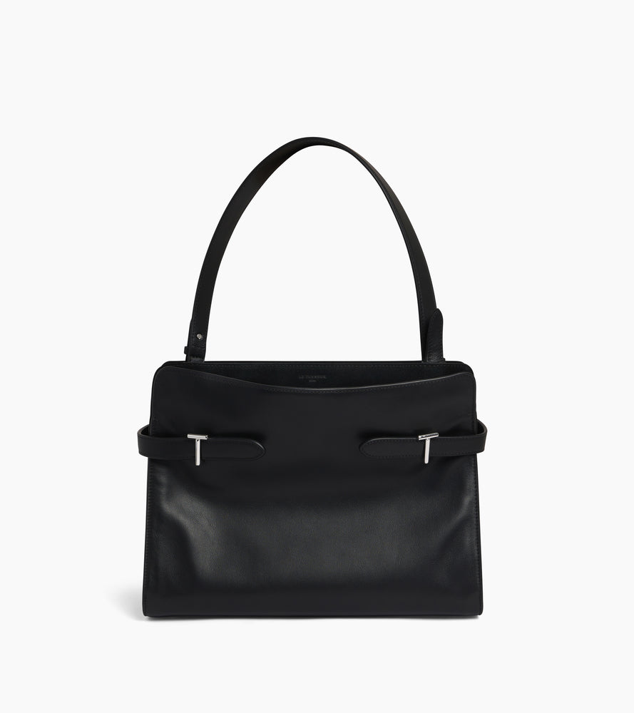 Bolsa de hombro grande modelo Emie en cuero liso y nobuk