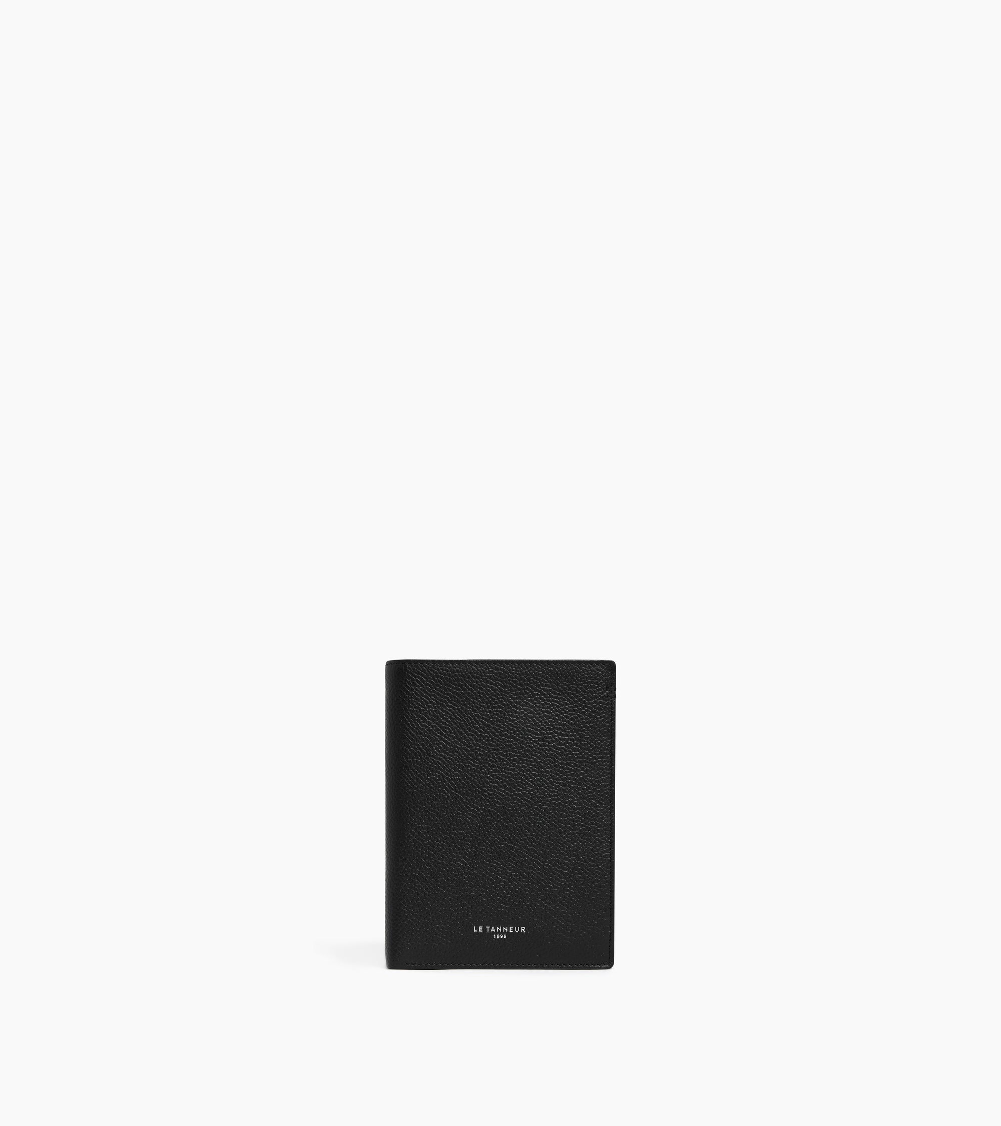 Cartera vertical grande con cremallera Lucien de piel granulada