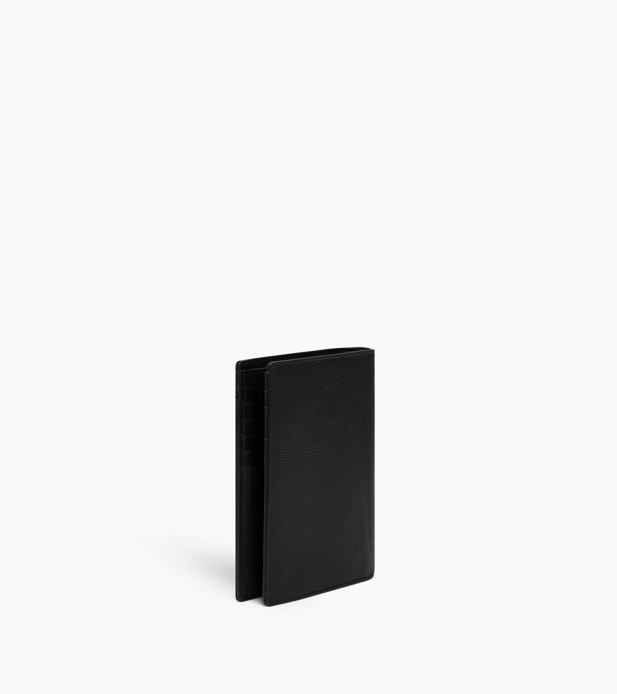 Cartera vertical mediana de dos secciones con cremallera Lucien de piel granulada