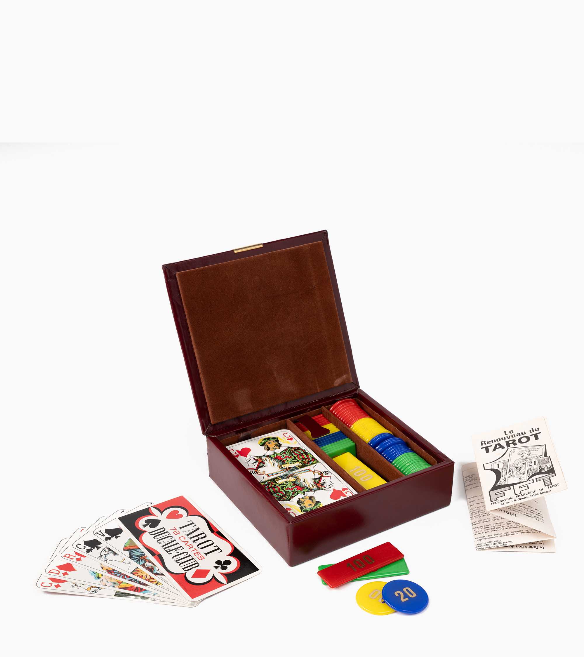 Kleine Kartenspiel-Schatulle aus Leder