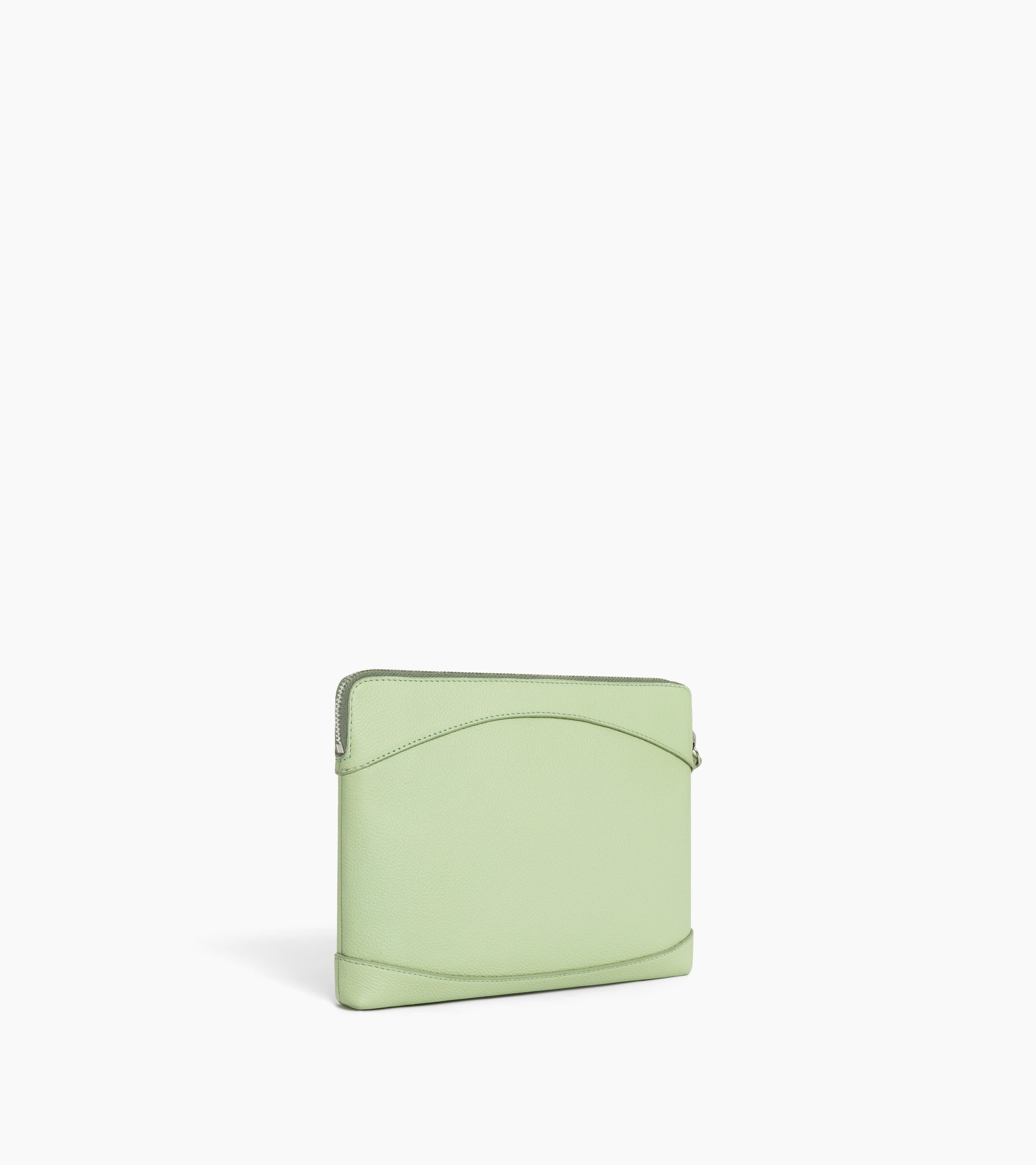 Pochette zippée en cuir grainé