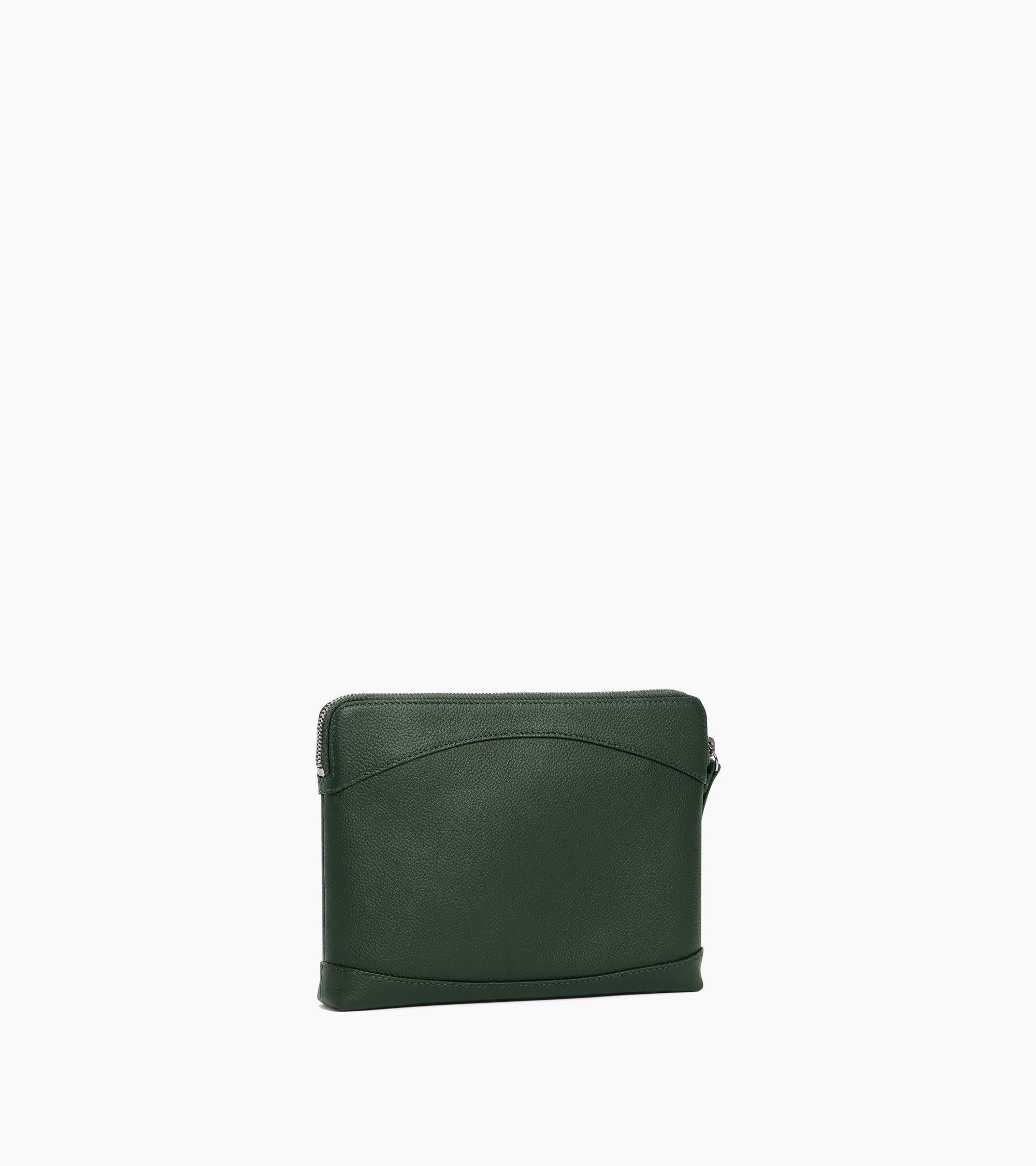 Pochette zippée en cuir grainé