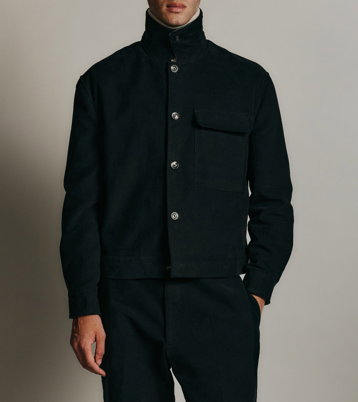 Chaqueta Le Tanneur x HAST de piel lisa y lona de algodón