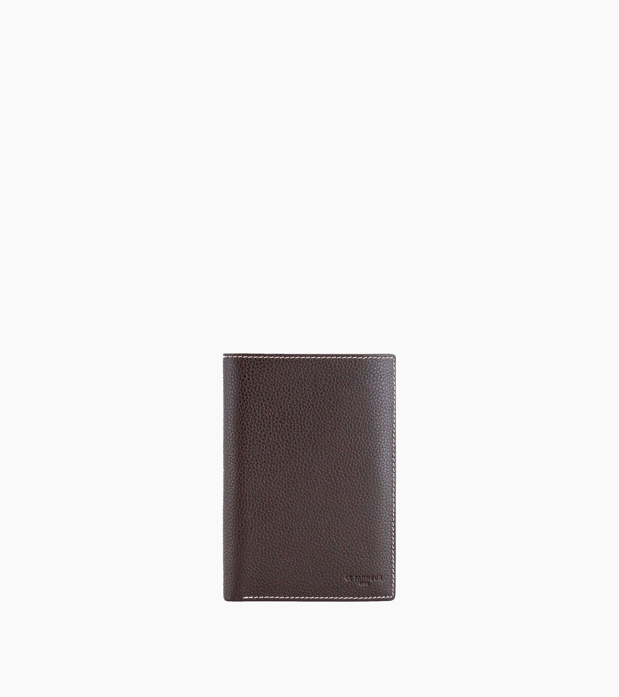 Gran cartera vertical de 2 secciones con cremallera de piel texturizada