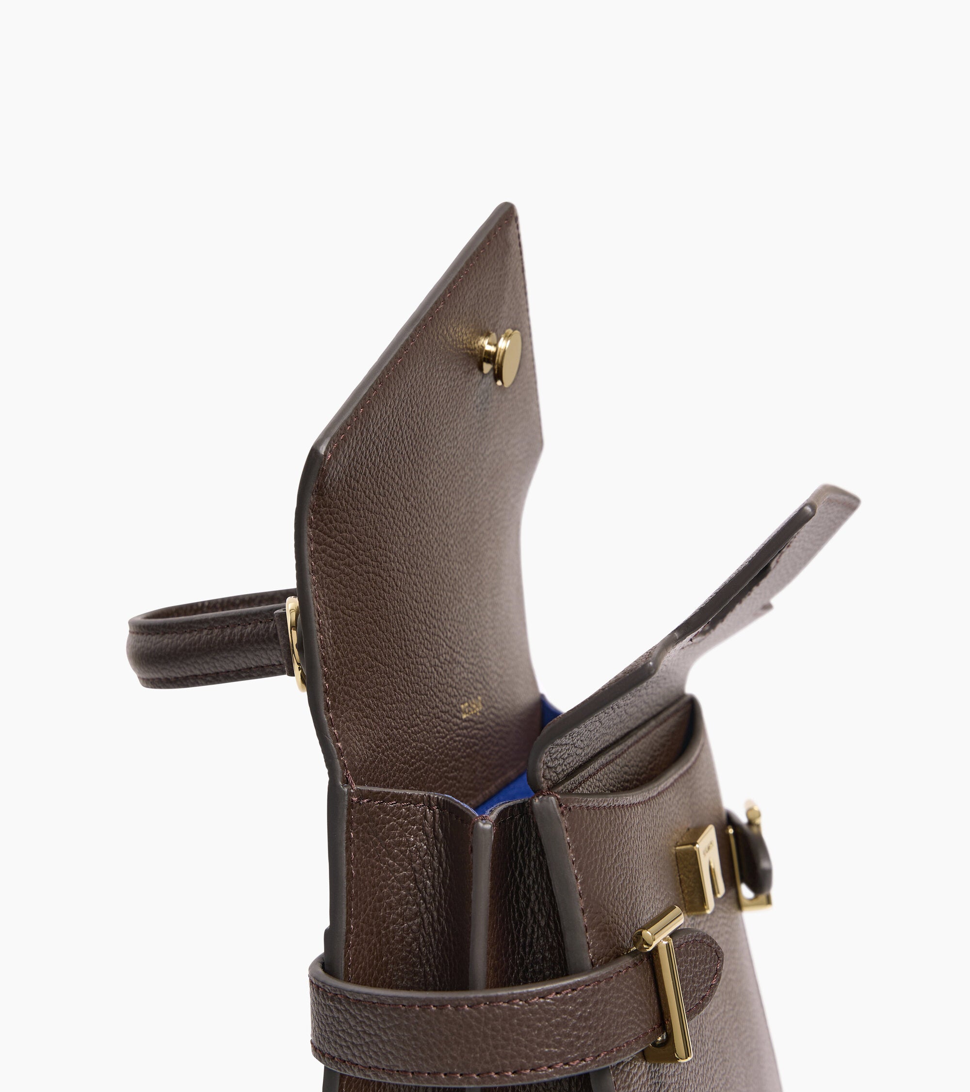 Bolso de mano pequeño Emilie de piel texturizada con doble solapa