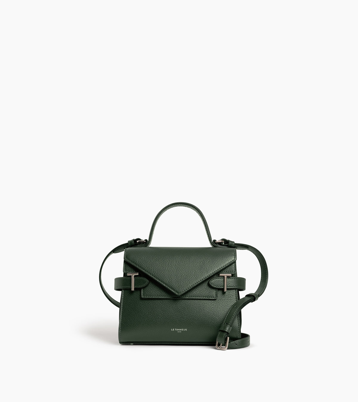 Bolso de mano pequeño Emilie de piel texturizada con doble solapa