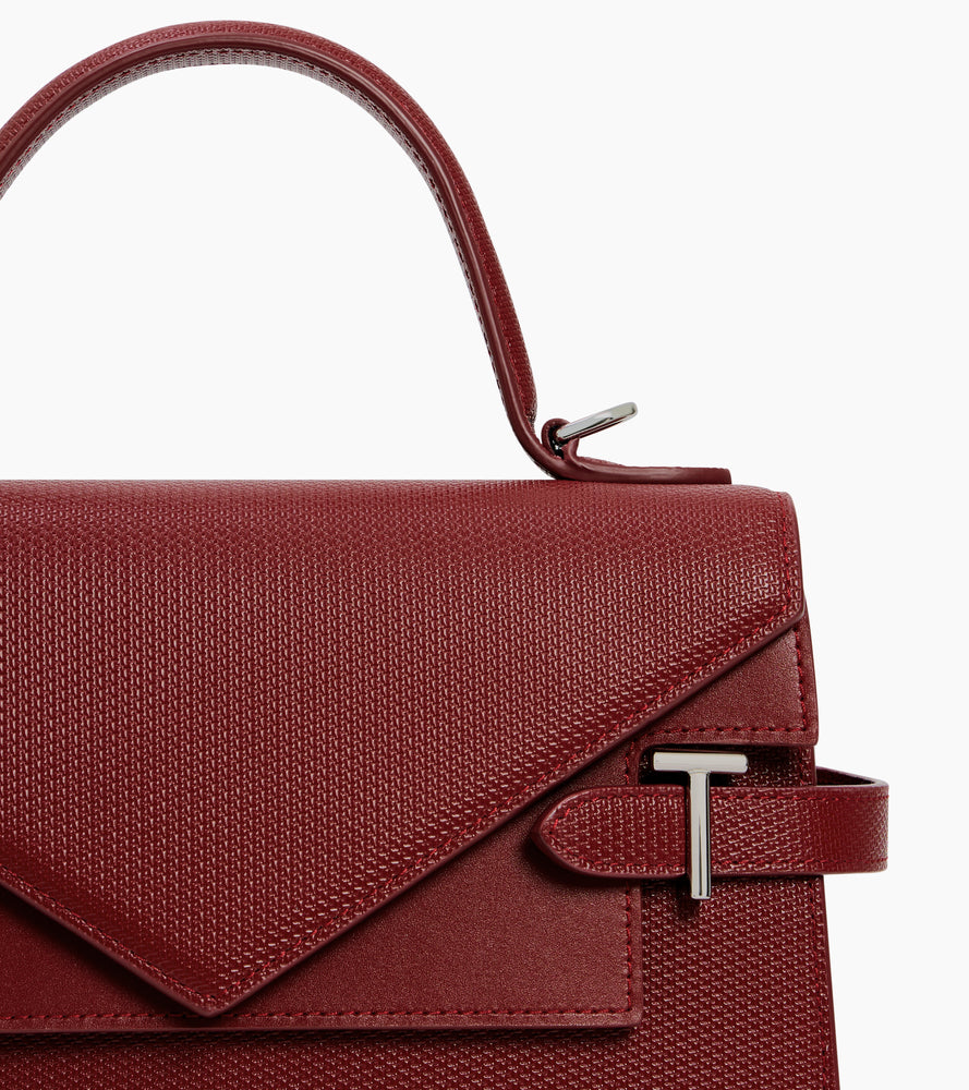 Bolso de mano mediano Emilie de piel signature T con doble solapa