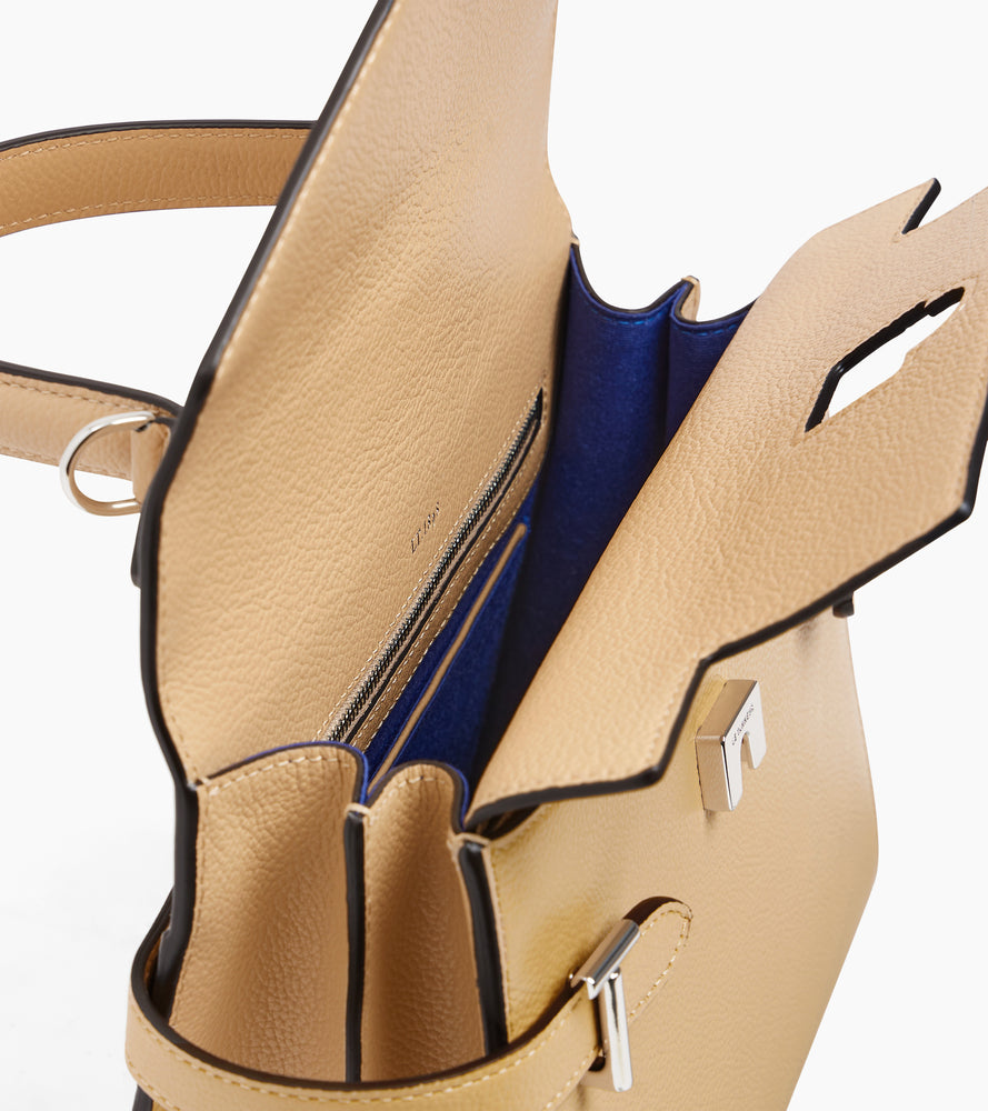 Sac à main double rabat moyen modèle Emilie en cuir grainé