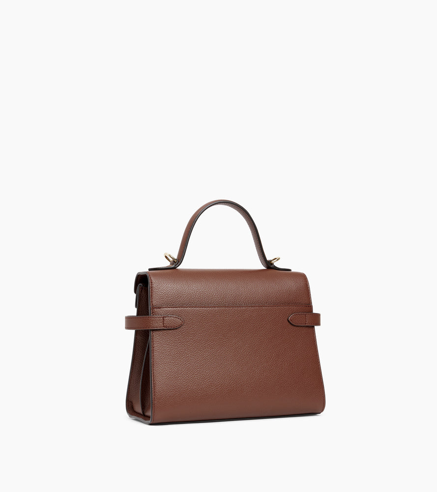 Sac à main double rabat moyen modèle Emilie en cuir grainé