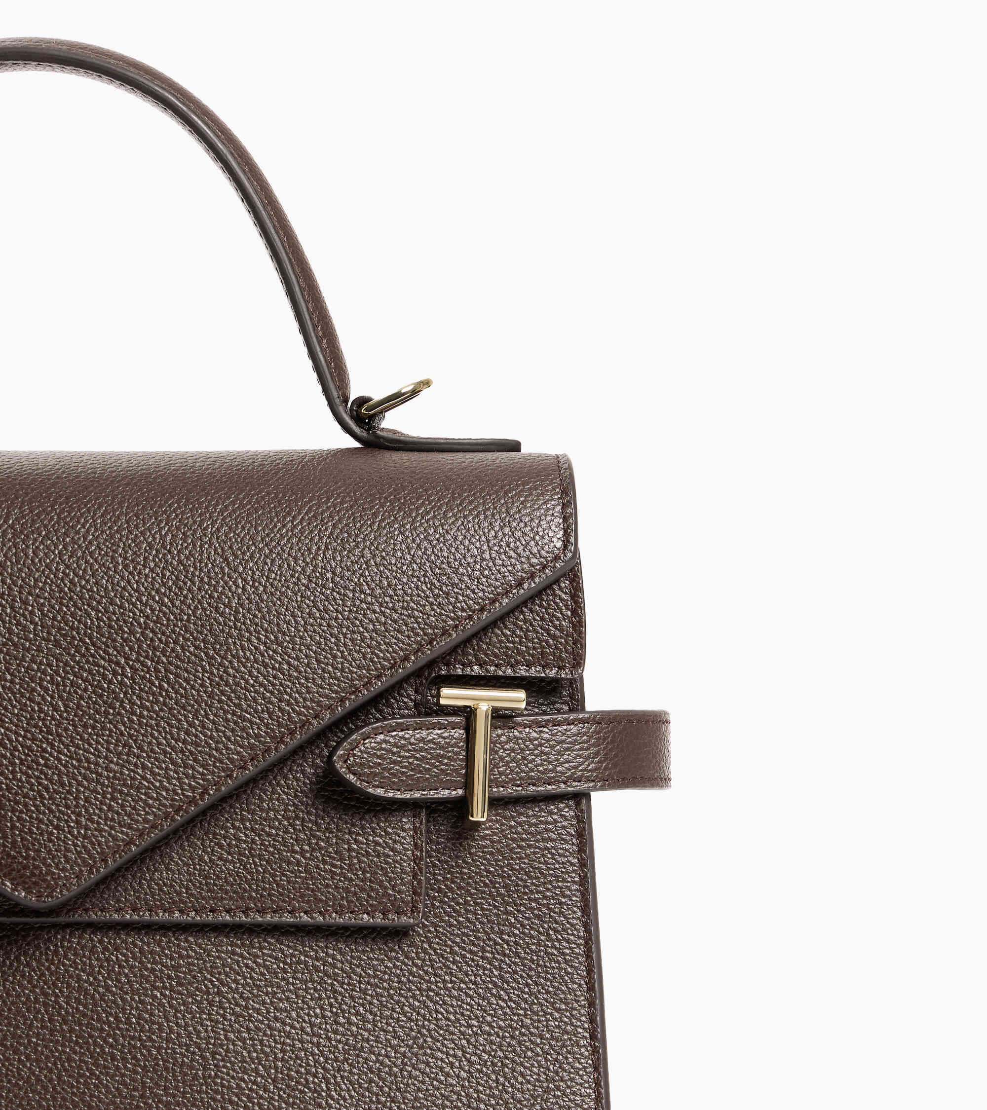 Bolso de mano mediano Emilie de piel texturizada con doble solapa