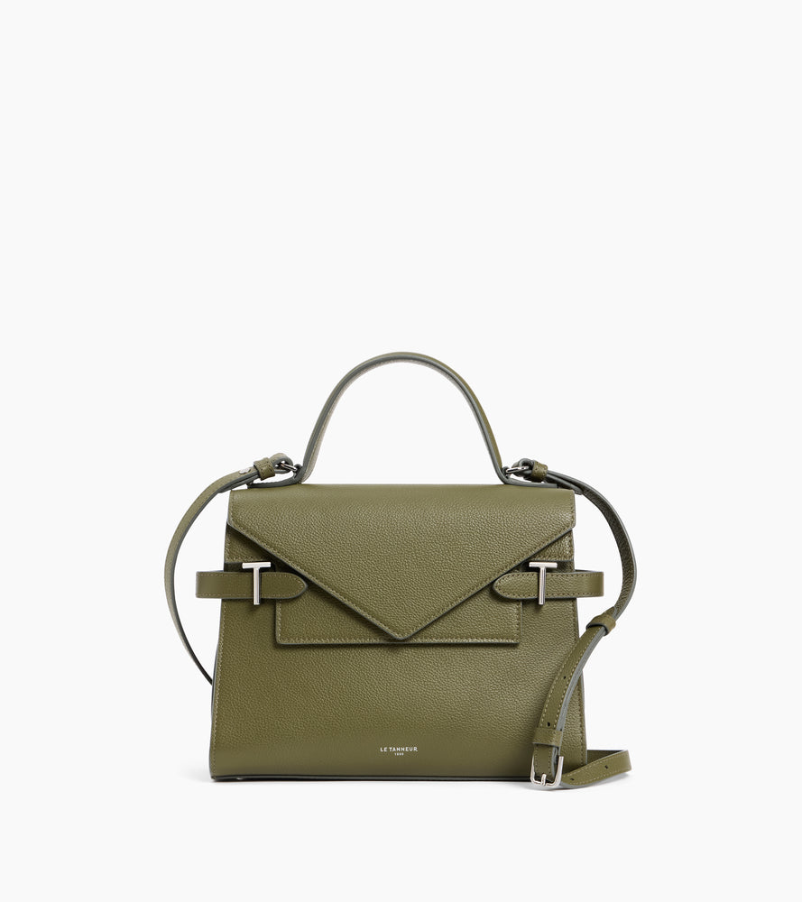 Bolso de mano mediano Emilie de piel texturizada con doble solapa