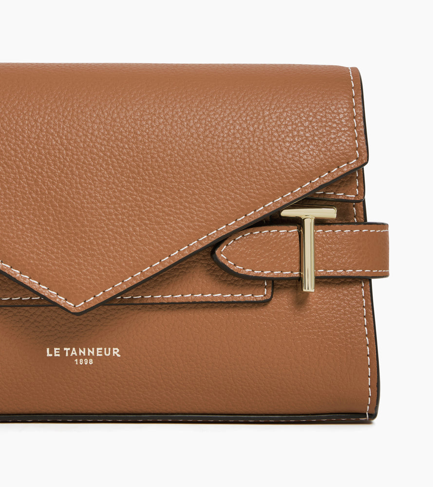 Pochette double rabat Emilie en cuir grainé