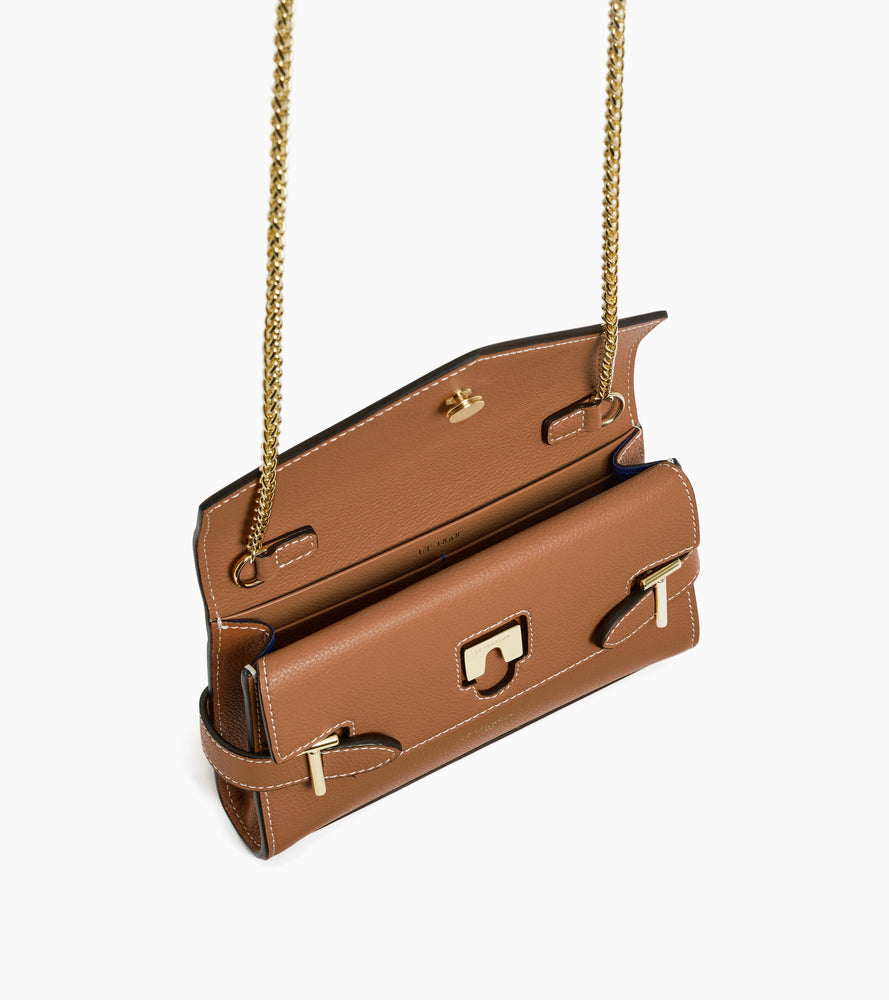 Pochette double rabat Emilie en cuir grainé