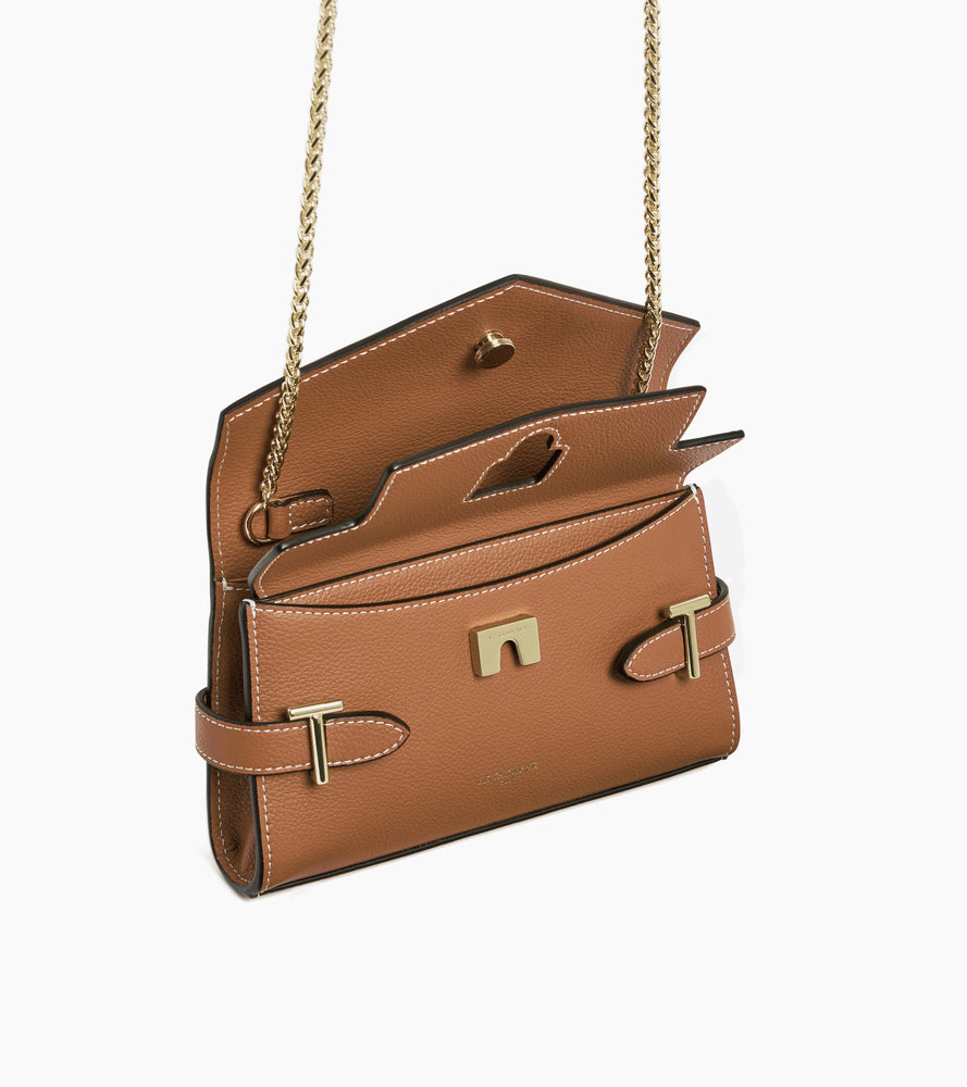 Bolso de mano doble solapa de piel texturizada Emilie