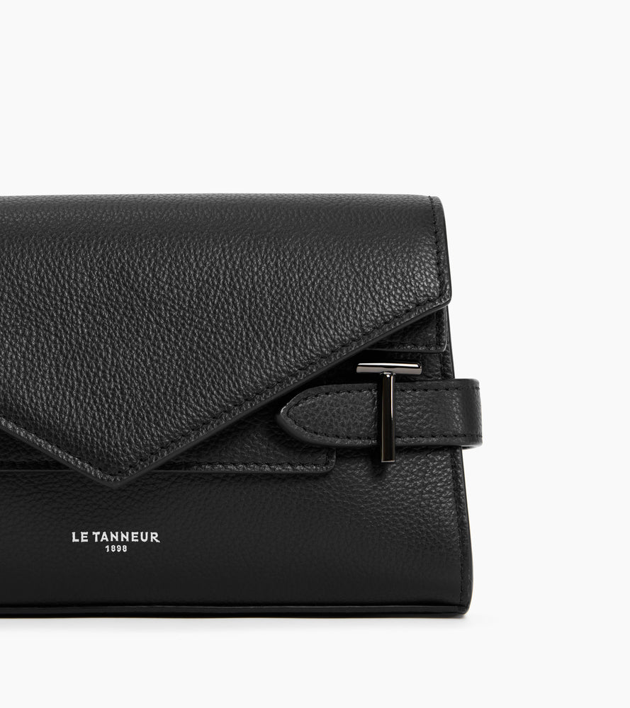 Pochette double rabat Emilie en cuir grainé