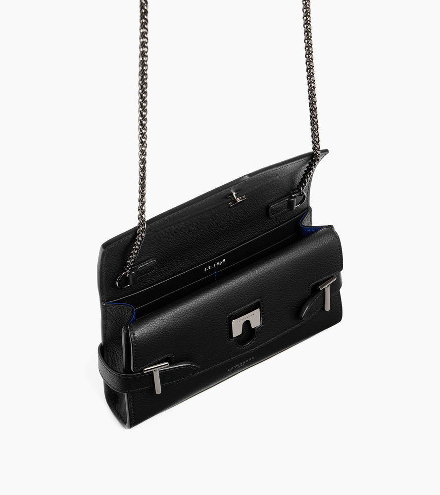 Pochette double rabat Emilie en cuir grainé