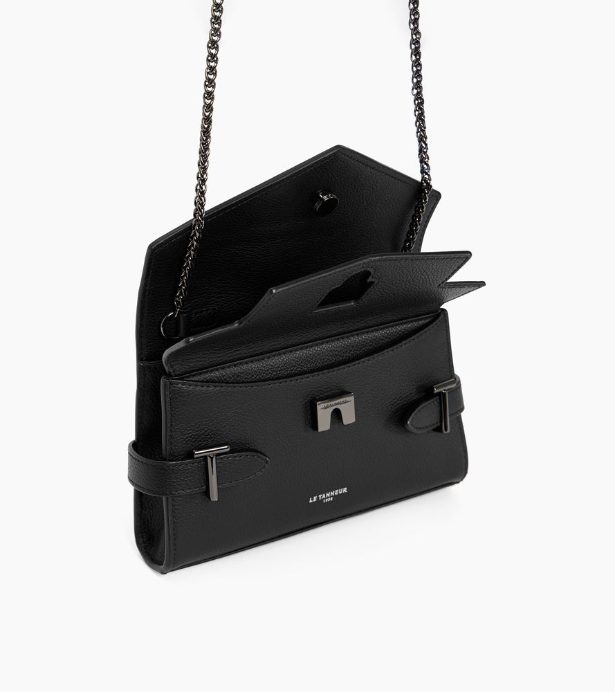 Pochette double rabat Emilie en cuir grainé