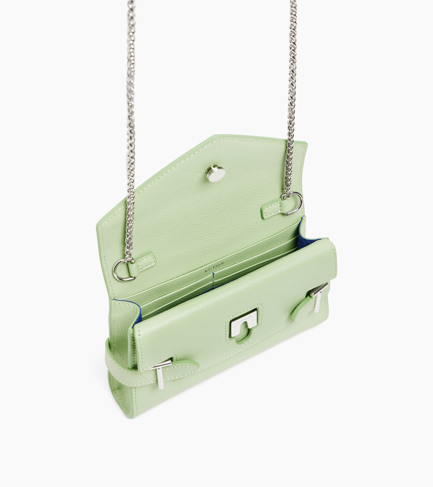 Emilie Clutch aus genarbtem Leder mit doppelter Überschlag-Schulterriemen