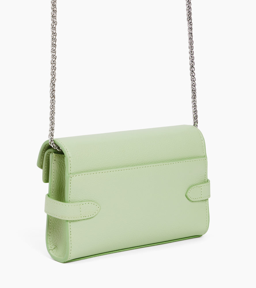 Emilie Clutch aus genarbtem Leder mit doppelter Überschlag-Schulterriemen