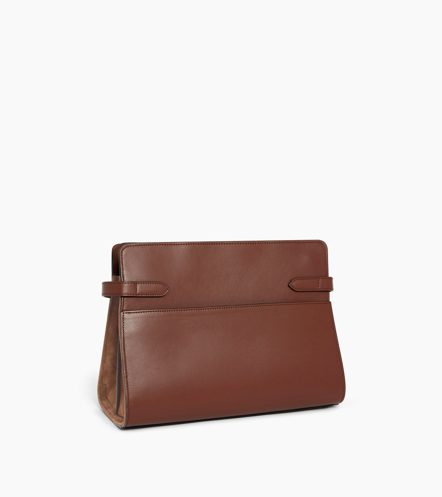 Sac porté épaule grand modèle Emie en cuir lisse et nubuck