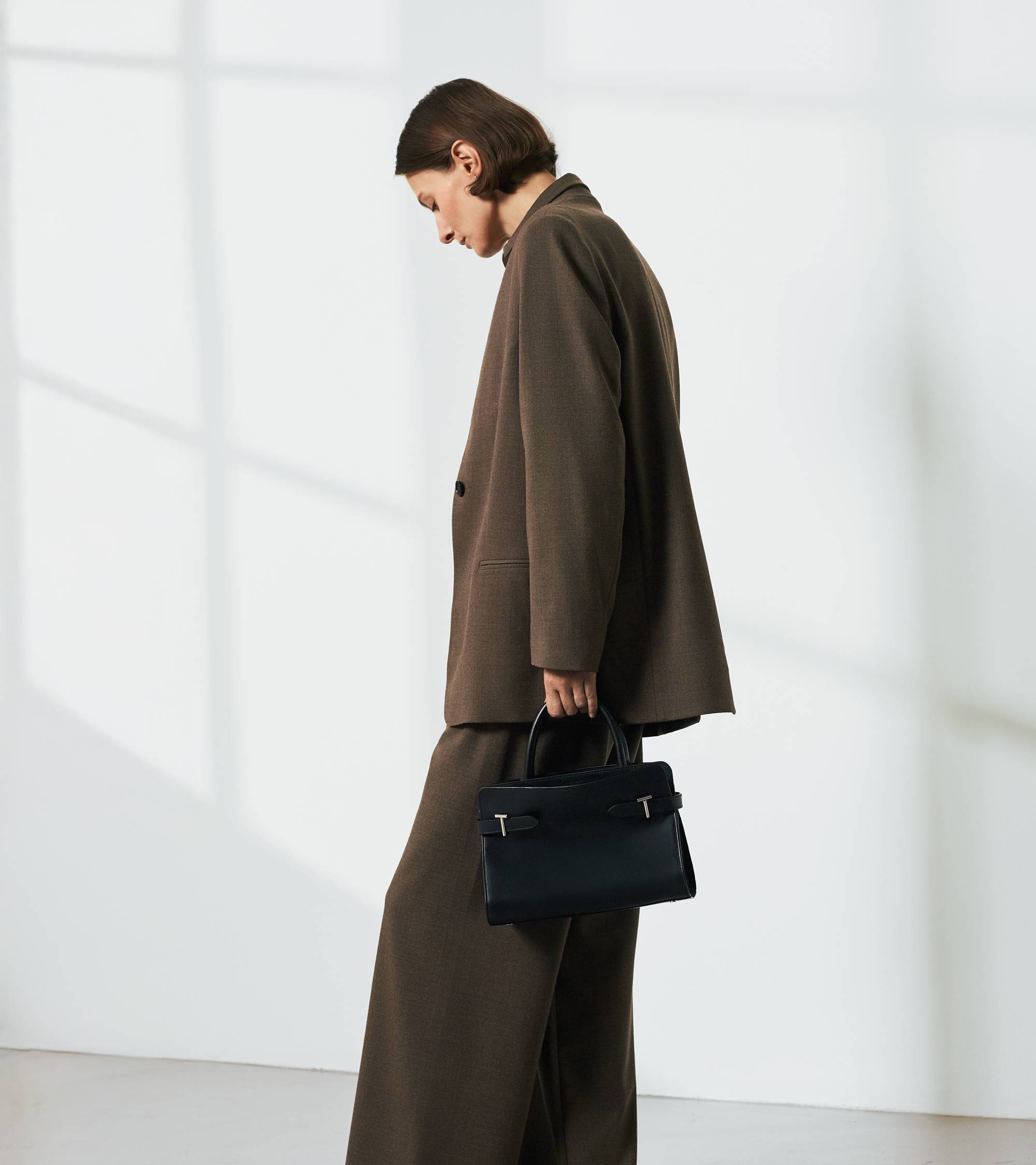 Emie medium handbag in smooth leather and nubuck