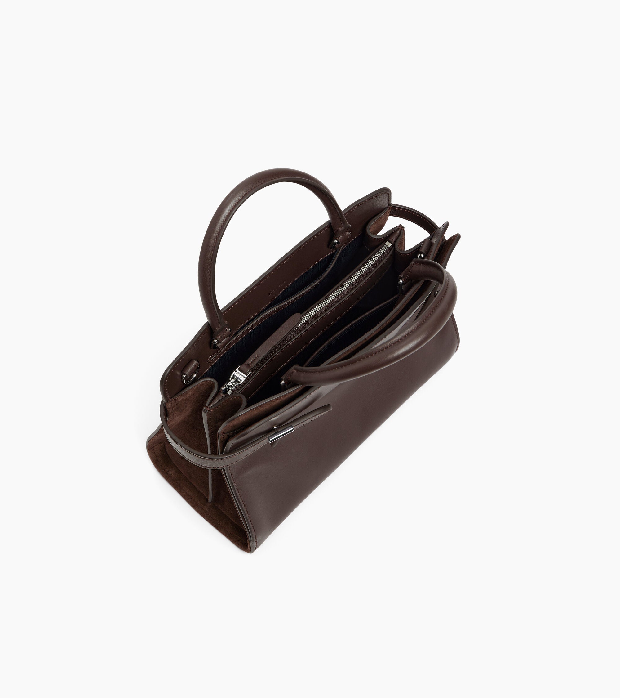 Bolso mediano Emie de piel lisa y serraje con acabado de terciopelo