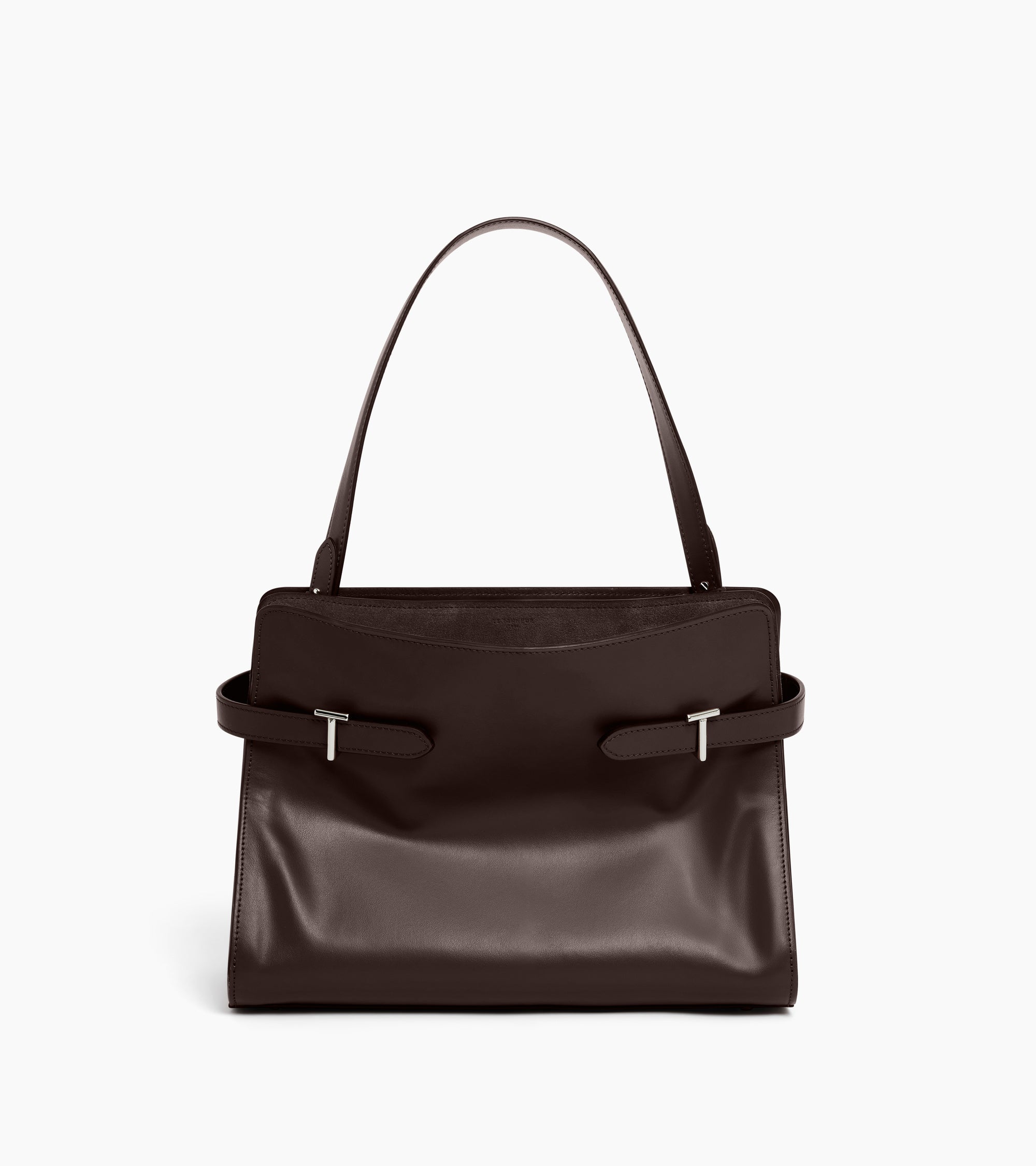 Bolsa de hombro grande modelo Emie en cuero liso y nobuk