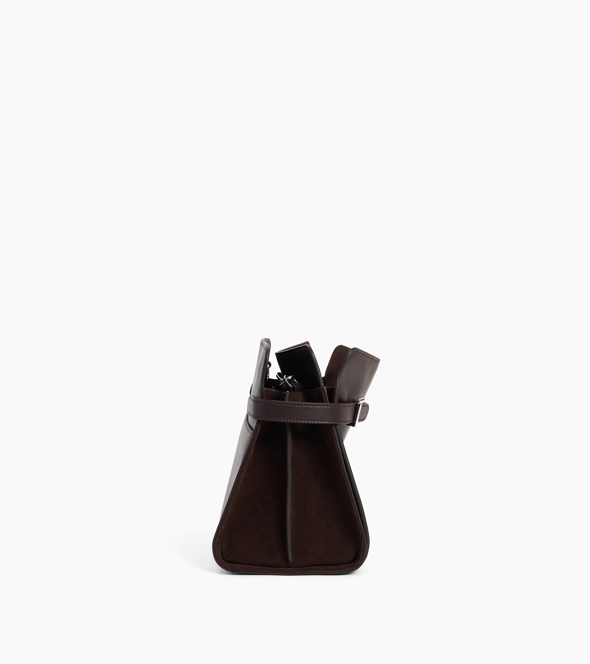 Bolsa de hombro grande modelo Emie en cuero liso y nobuk