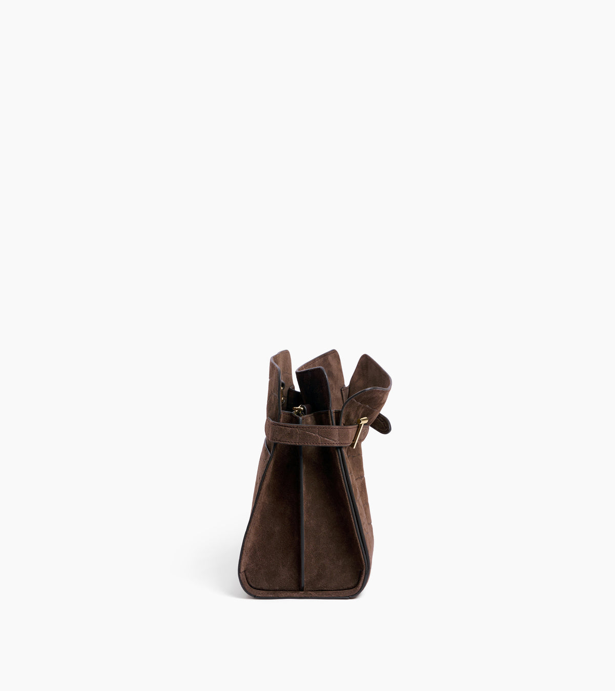Bolso bandolera grande Emie de piel serraje con acabado de terciopelo efecto cocodrilo