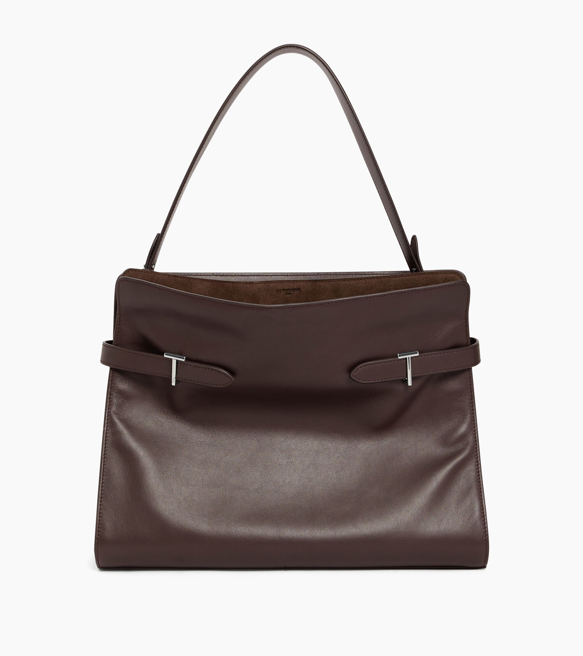 Bolsa de hombro modelo maxi Emie en cuero liso y nobuk