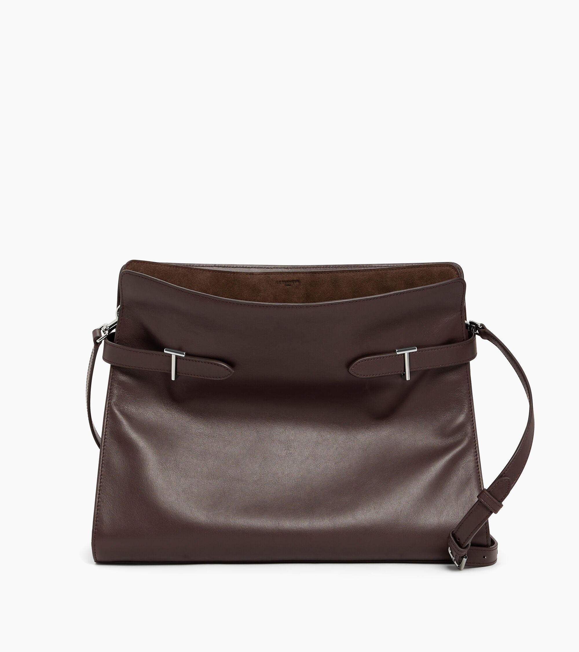 Bolsa de hombro modelo maxi Emie en cuero liso y nobuk