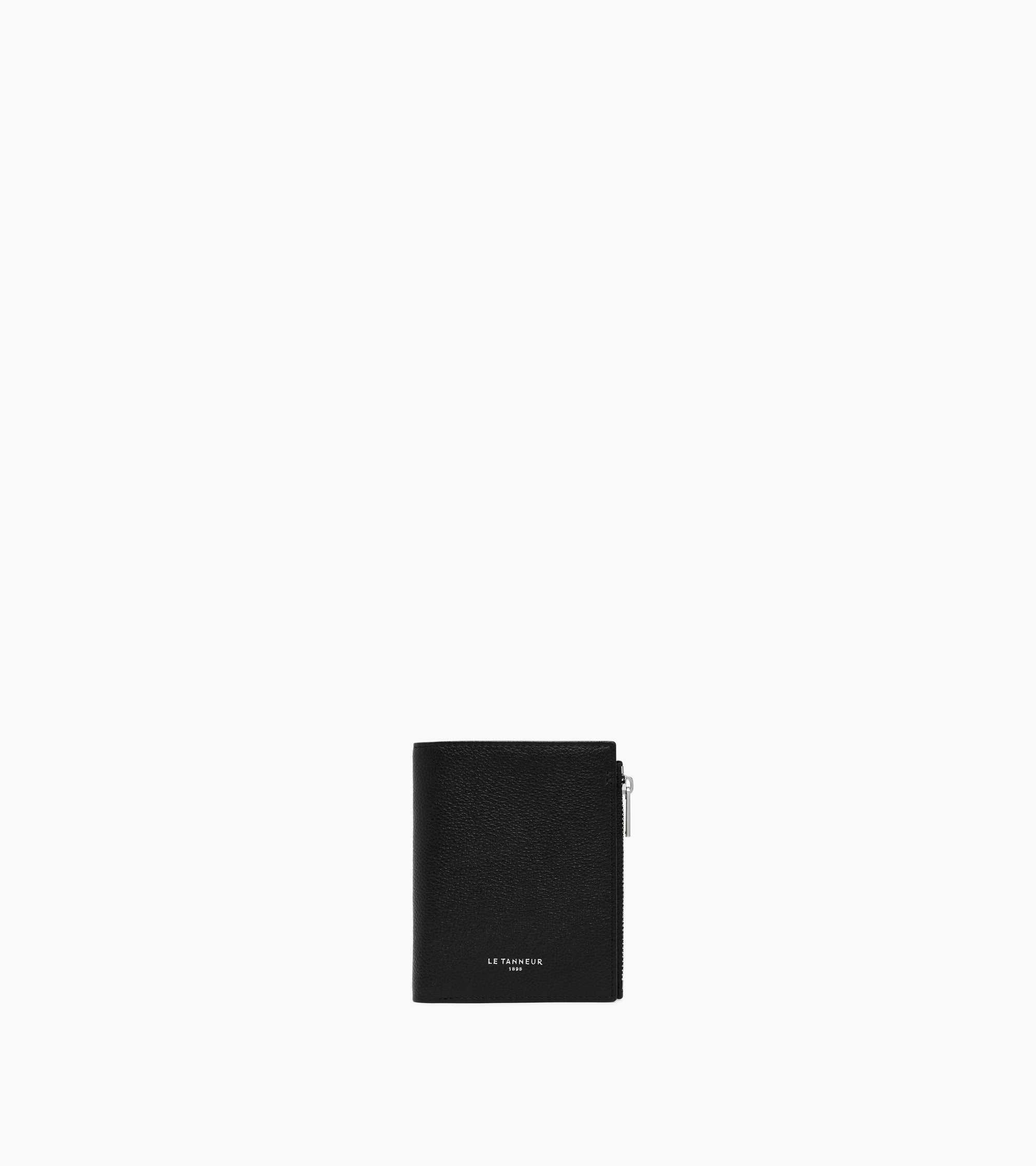 Cartera vertical pequeña con cremallera Lucien de piel granulada