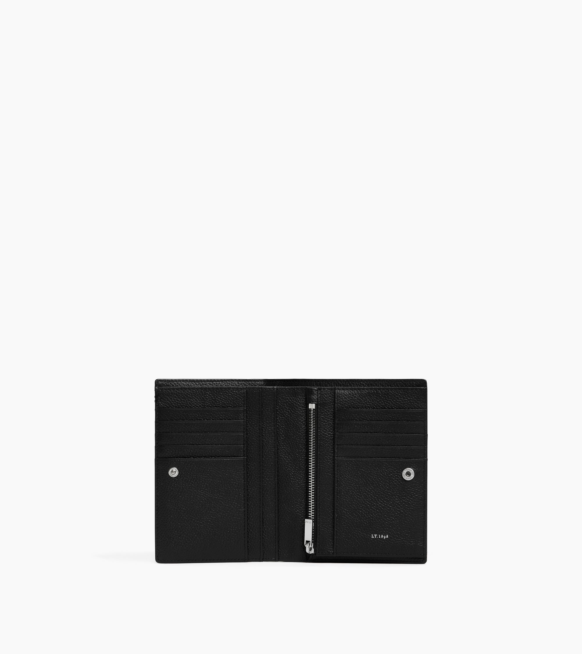 Cartera vertical grande con cremallera Lucien de piel granulada