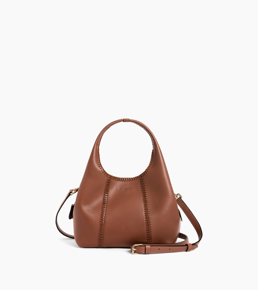 Kleine Handtasche Juliette aus genarbtem Leder mit Naht-Details