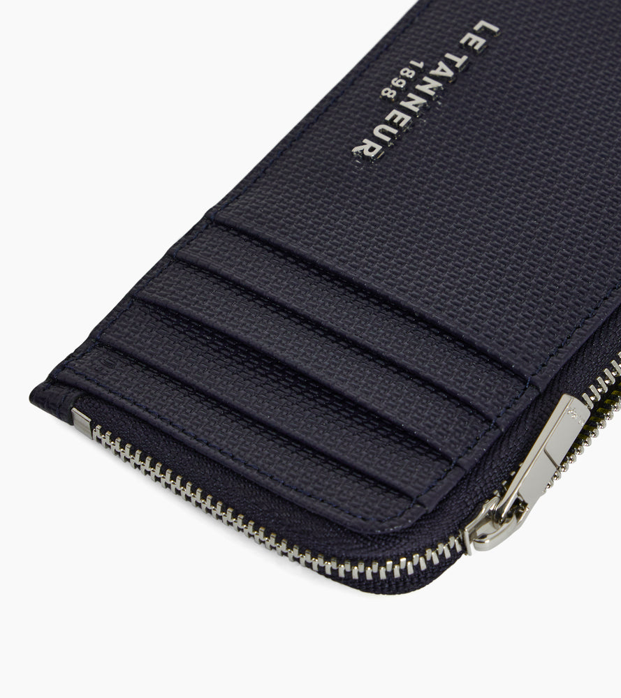 Porte carte large zippé Emile en cuir signature T