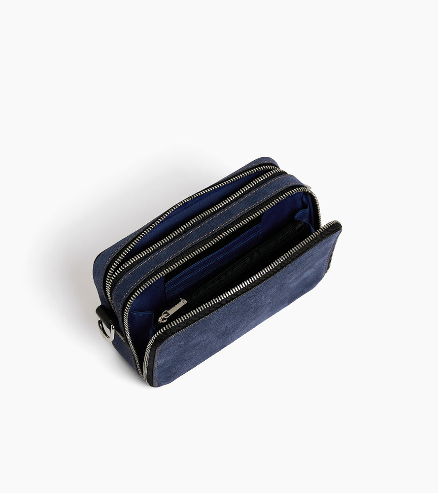 Bolso bandolera 2 compartimentos Emile de ante efecto denim
