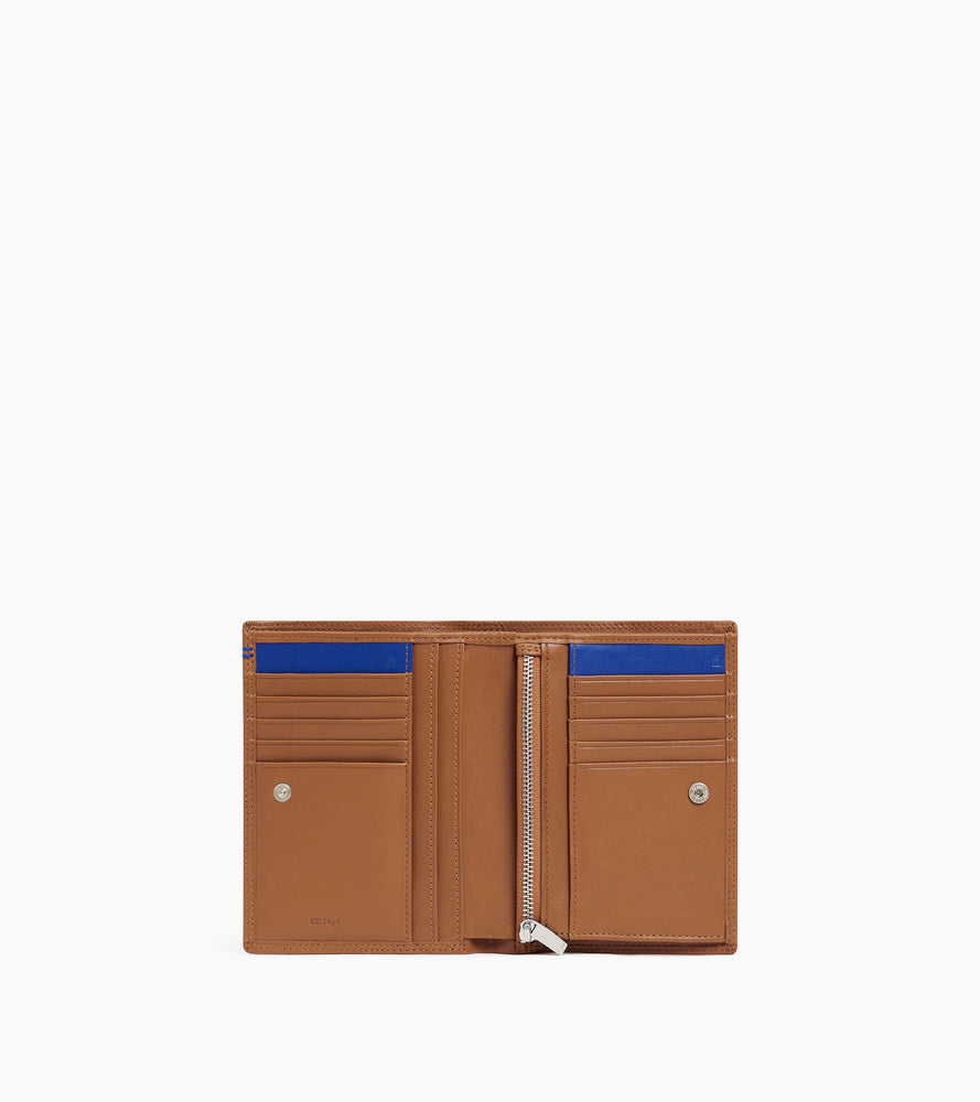 Grand portefeuille vertical zippé Martin en cuir lisse