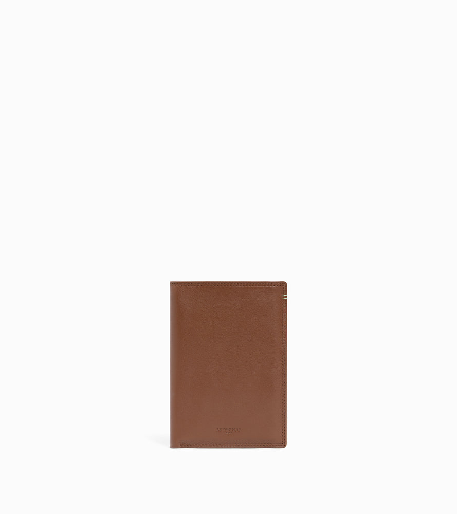 Grand portefeuille vertical zippé 2 volets Martin en cuir lisse