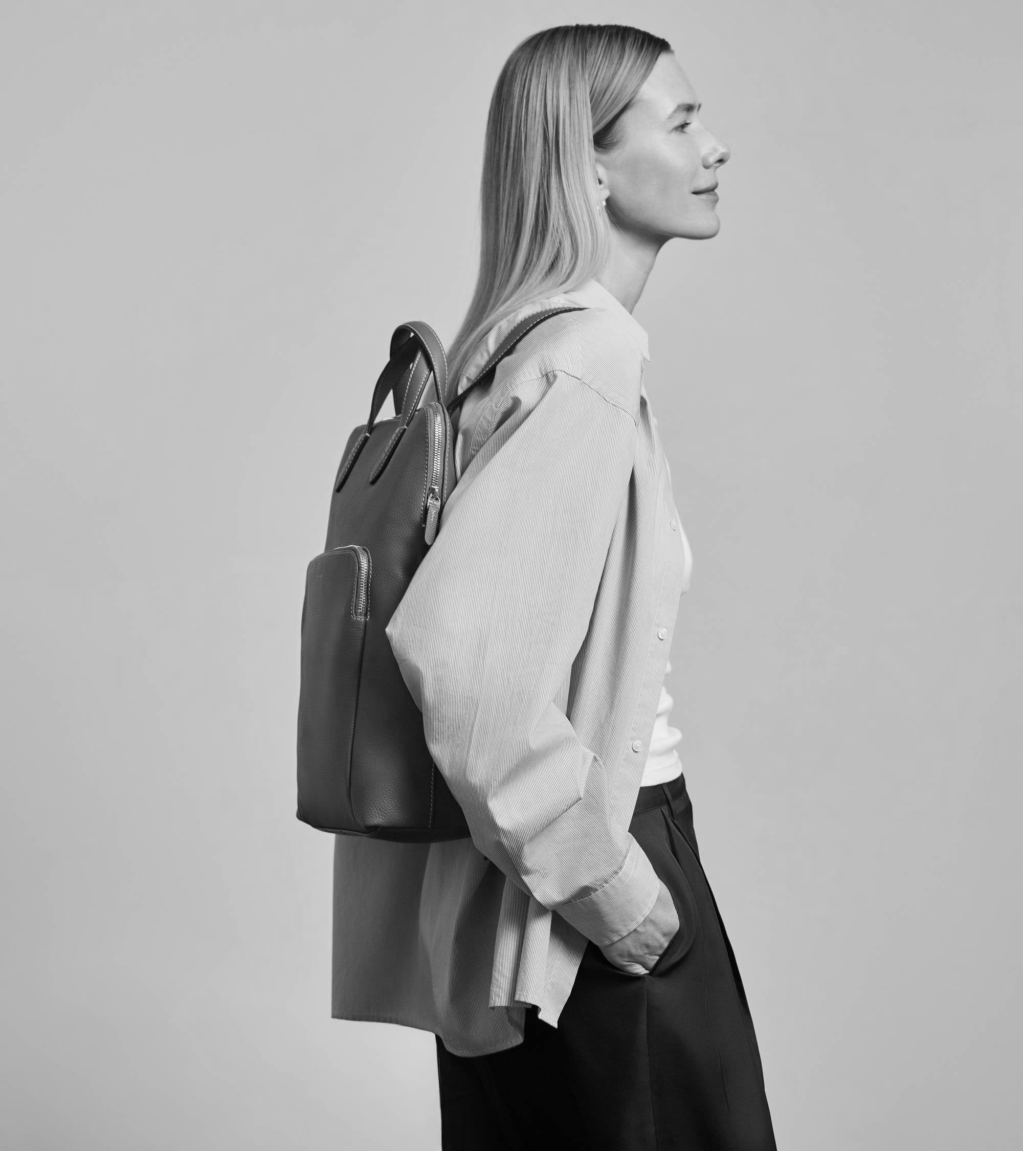 Mochila business con cremallera Sophie de piel texturizada