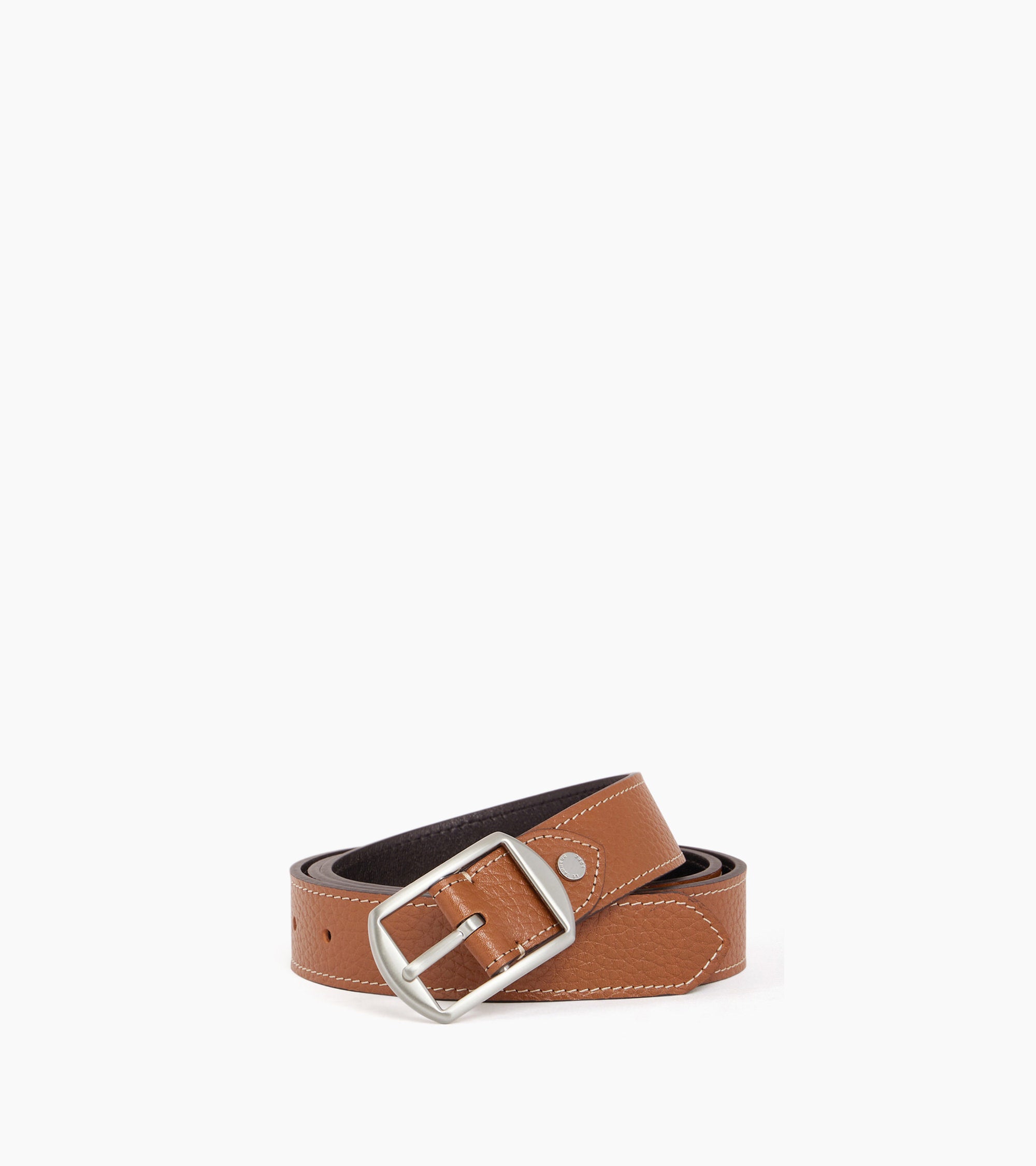 Ceinture réversible homme avec boucle carrée en cuir grainé