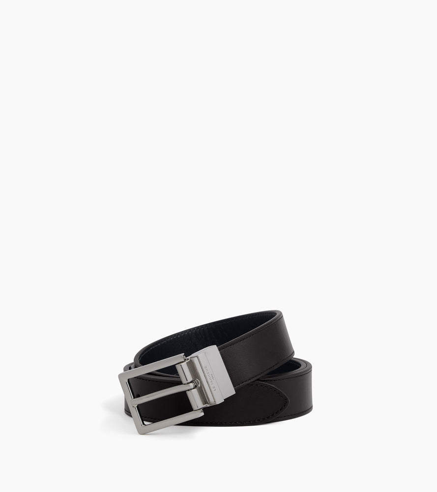 Cinturón reversible de hombre con hebilla rectangular de cuero liso