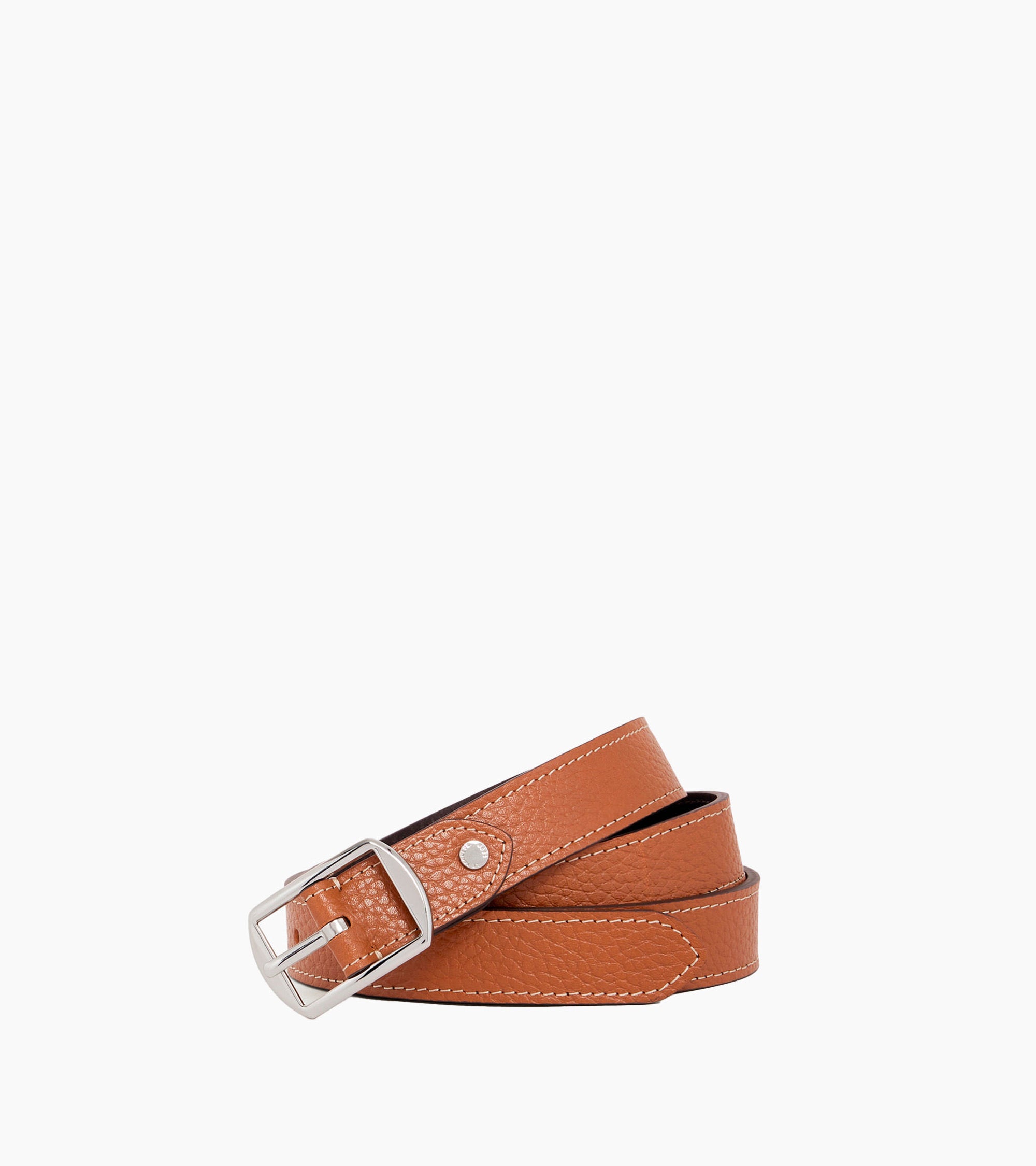 Ceinture réversible femme avec boucle carrée en cuir grainé